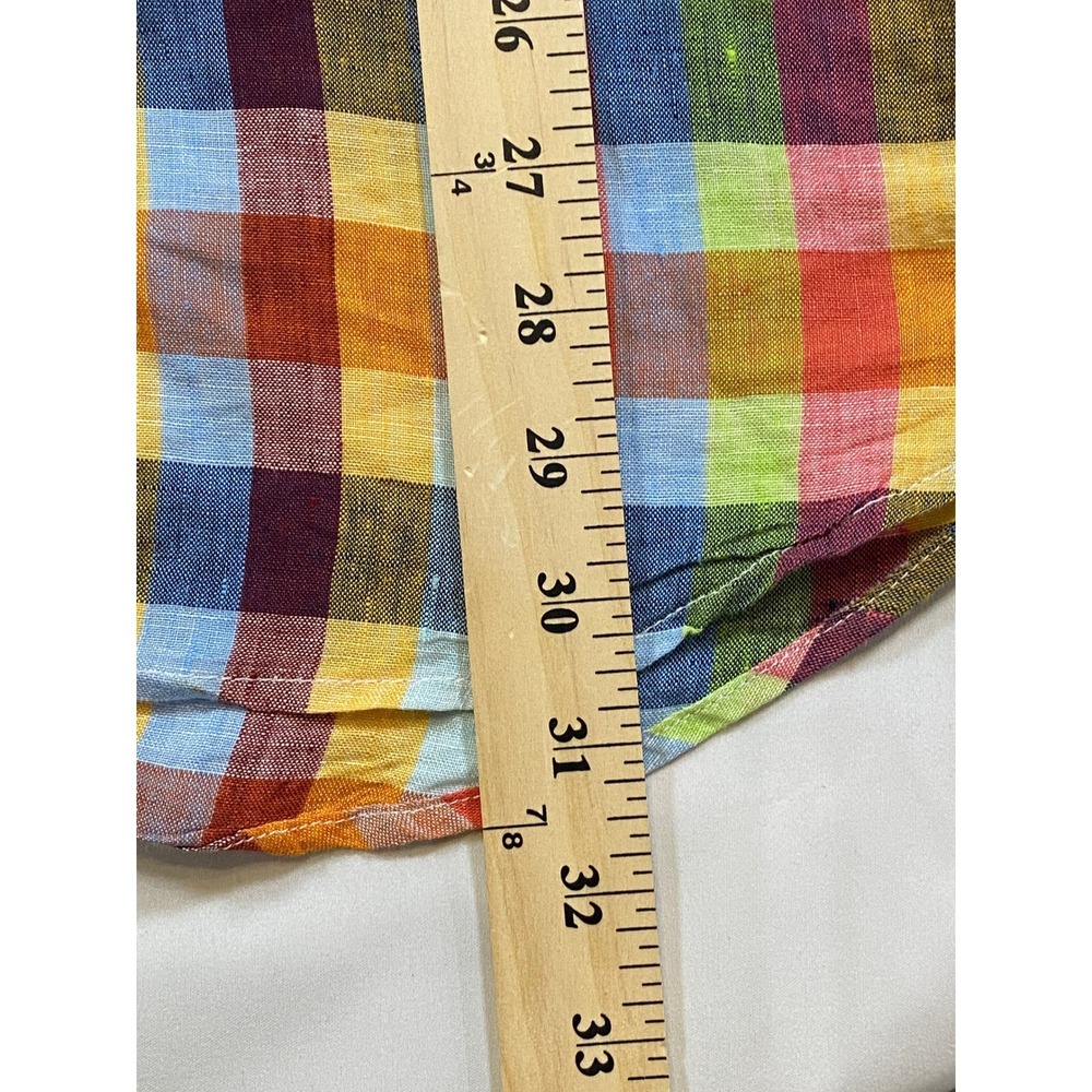 INSERCH 100% Linen Plaid Button Down Shirt Big Tall Size 4XL - Picture 6 of 8